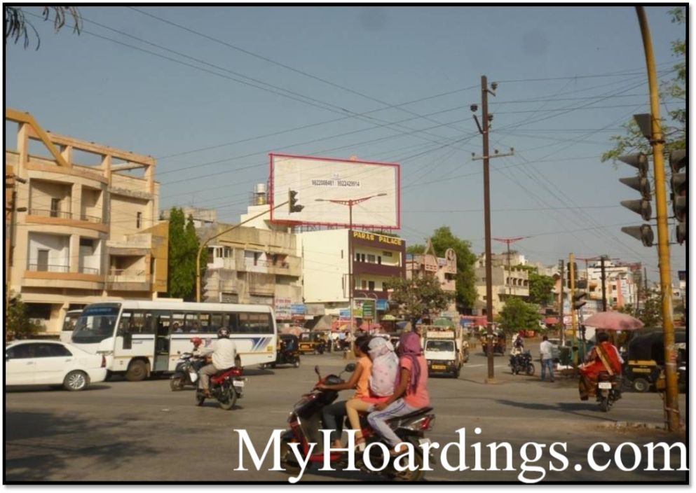 Outdoor Hoardings Advertising in India, Gajanan Mandir Chowk Garkheda in Aurangabad Billboard advertising, Flex Banner